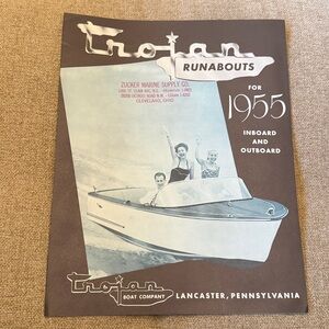 Vintage 1955 Trojan Runabouts Boat Fold Out Brochure
